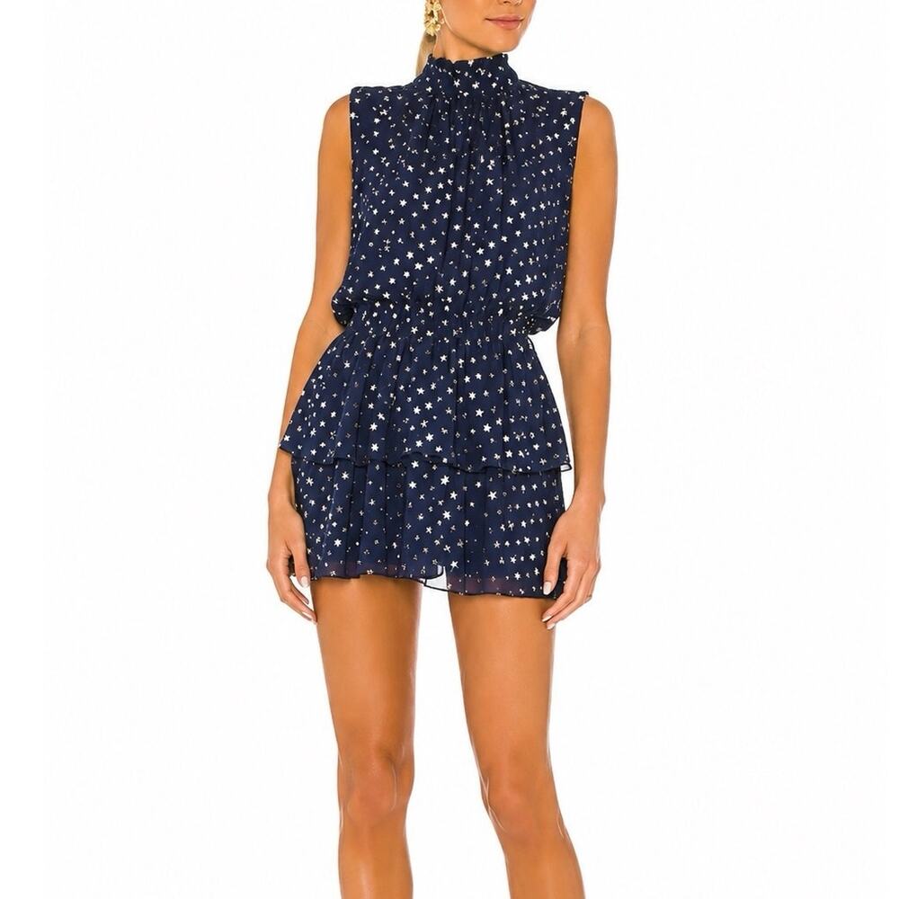 Yumi Kim Kiss Me Dress Hot Spot Navy Metallic Star Print XS